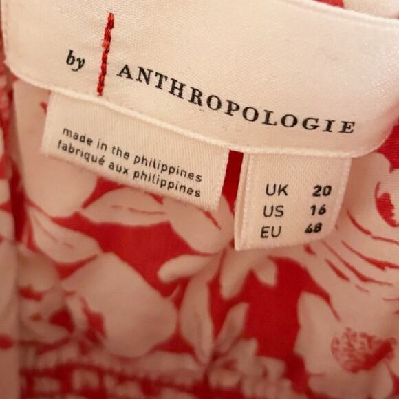 Anthropologie Slim Scalloped Midi Corset Dress 16 Red NWT - Picture 5 of 8